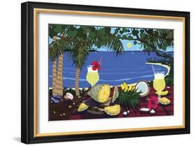Tropical Pineapple Cocktail-Cindy Wider-Framed Giclee Print
