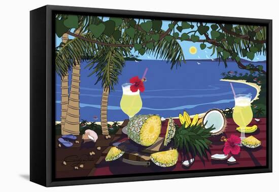Tropical Pineapple Cocktail-Cindy Wider-Framed Premier Image Canvas