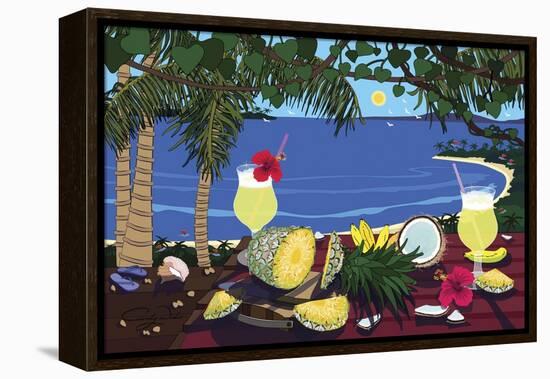 Tropical Pineapple Cocktail-Cindy Wider-Framed Premier Image Canvas