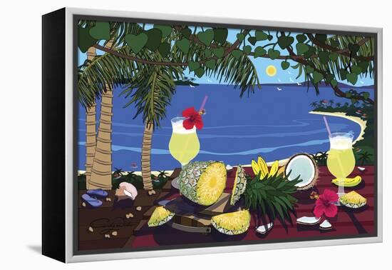 Tropical Pineapple Cocktail-Cindy Wider-Framed Premier Image Canvas