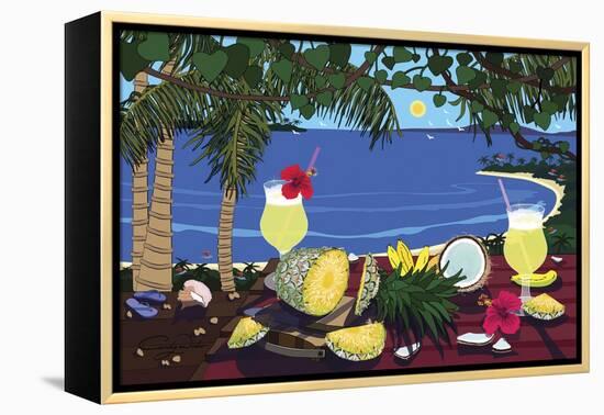 Tropical Pineapple Cocktail-Cindy Wider-Framed Premier Image Canvas