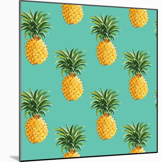 Tropical Pineapples Background - Seamless Pattern - in Vector-woodhouse-Mounted Art Print