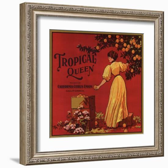 Tropical Queen Brand - California - Citrus Crate Label-Lantern Press-Framed Art Print