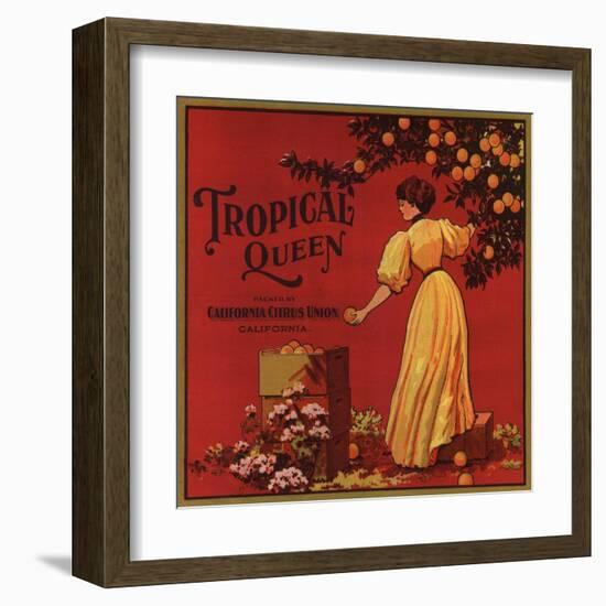 Tropical Queen Brand - California - Citrus Crate Label-Lantern Press-Framed Art Print