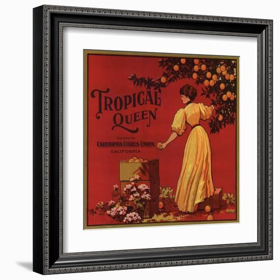 Tropical Queen Brand - California - Citrus Crate Label-Lantern Press-Framed Art Print