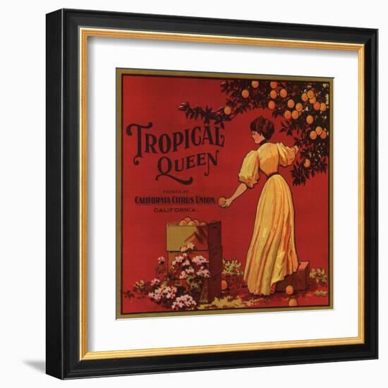 Tropical Queen Brand - California - Citrus Crate Label-Lantern Press-Framed Art Print