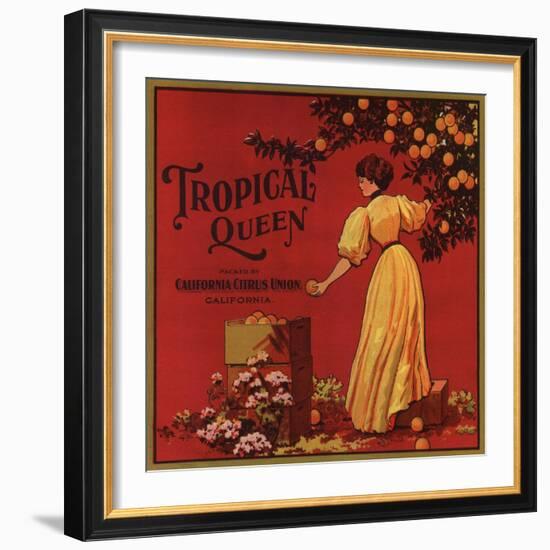 Tropical Queen Brand - California - Citrus Crate Label-Lantern Press-Framed Art Print