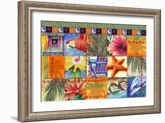 Tropical Quilt Mosaic-James Mazzotta-Framed Giclee Print