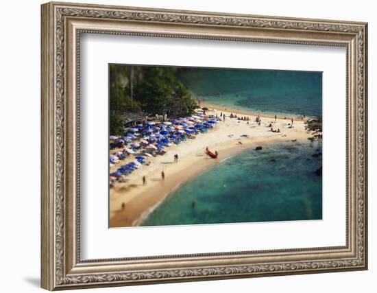 Tropical Sandy Beach and Calm Lagoon with Clear Blue Water. Pseudo Tilt Shift. Ya Nui Beach, Phuket-Dudarev Mikhail-Framed Photographic Print