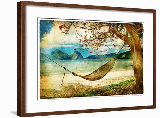 Tropical Scene- Artwork In Painting Style-Maugli-l-Framed Art Print