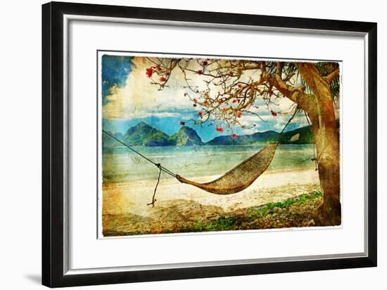 Tropical Scene- Artwork In Painting Style-Maugli-l-Framed Art Print