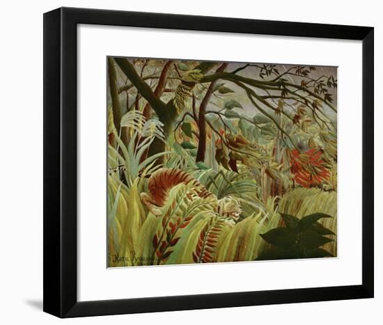 Tropical Storm with Tiger-Henri Rousseau-Framed Art Print