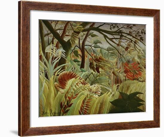 Tropical Storm with Tiger-Henri Rousseau-Framed Art Print