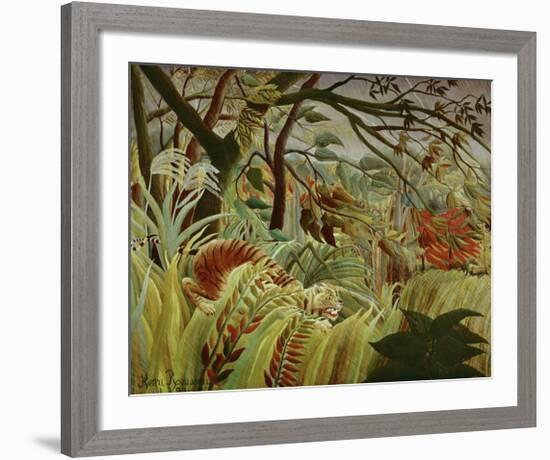 Tropical Storm with Tiger-Henri Rousseau-Framed Art Print