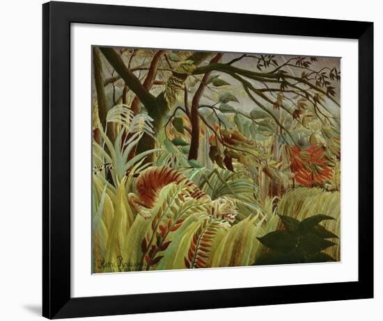 Tropical Storm with Tiger-Henri Rousseau-Framed Art Print