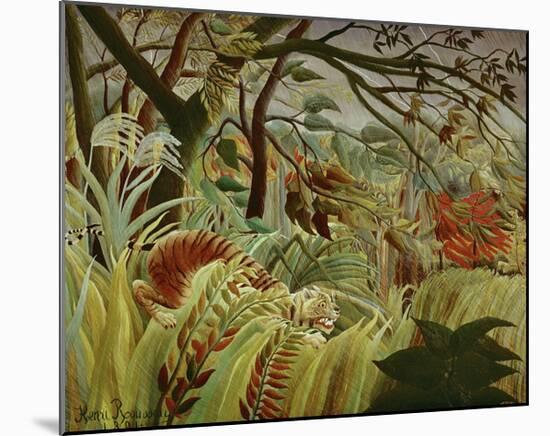 Tropical Storm with Tiger-Henri Rousseau-Mounted Art Print