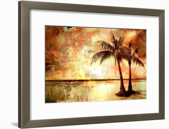 Tropical Sunset - Artwork In Painting Style-Maugli-l-Framed Art Print