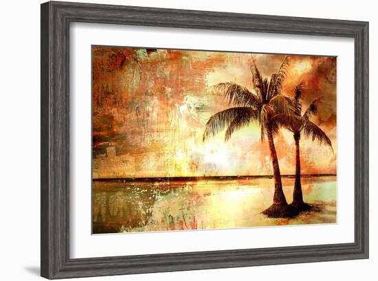 Tropical Sunset - Artwork In Painting Style-Maugli-l-Framed Art Print