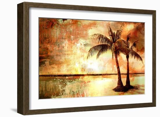 Tropical Sunset - Artwork In Painting Style-Maugli-l-Framed Art Print