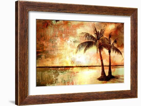 Tropical Sunset - Artwork In Painting Style-Maugli-l-Framed Art Print