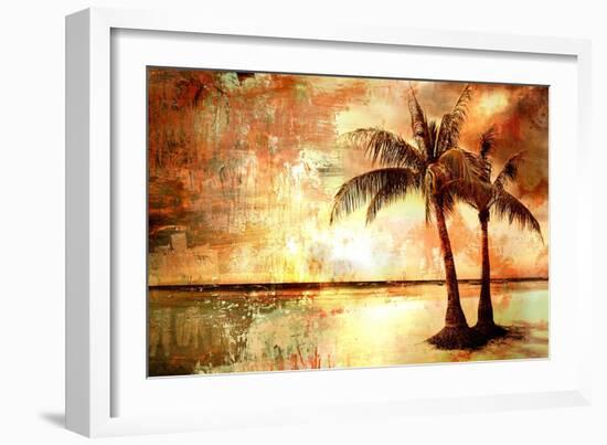 Tropical Sunset - Artwork In Painting Style-Maugli-l-Framed Art Print