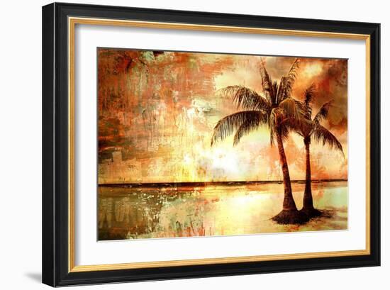 Tropical Sunset - Artwork In Painting Style-Maugli-l-Framed Art Print