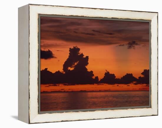 Tropical Sunset Off Seven Mile Beach, Cayman Islands, West Indies, Central America-Tomlinson Ruth-Framed Premier Image Canvas