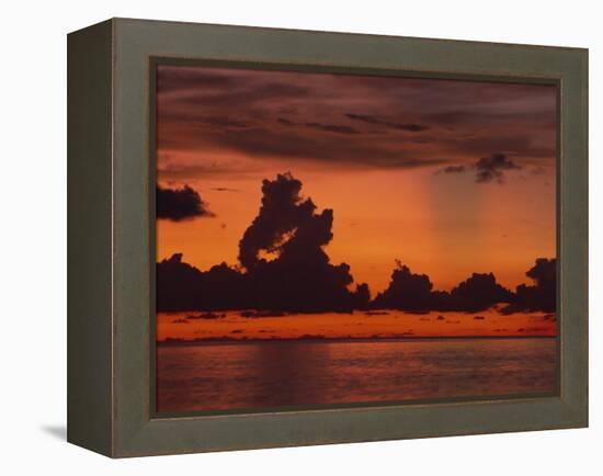 Tropical Sunset Off Seven Mile Beach, Cayman Islands, West Indies, Central America-Tomlinson Ruth-Framed Premier Image Canvas