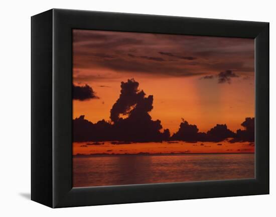 Tropical Sunset Off Seven Mile Beach, Cayman Islands, West Indies, Central America-Tomlinson Ruth-Framed Premier Image Canvas