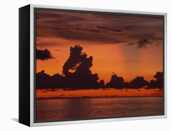 Tropical Sunset Off Seven Mile Beach, Cayman Islands, West Indies, Central America-Tomlinson Ruth-Framed Premier Image Canvas