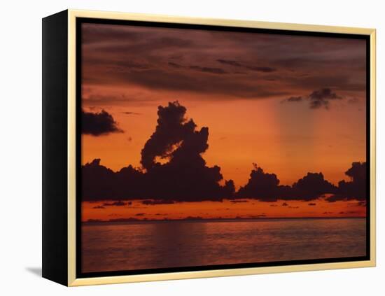 Tropical Sunset Off Seven Mile Beach, Cayman Islands, West Indies, Central America-Tomlinson Ruth-Framed Premier Image Canvas