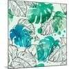Tropical Watercolor Leaf Pattern-Mirifada-Mounted Premium Giclee Print