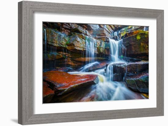 Tropical Waterfall. Popokvil Waterfall, Bokor National Park, Cambodia-f9photos-Framed Photographic Print