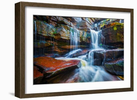 Tropical Waterfall. Popokvil Waterfall, Bokor National Park, Cambodia-f9photos-Framed Photographic Print