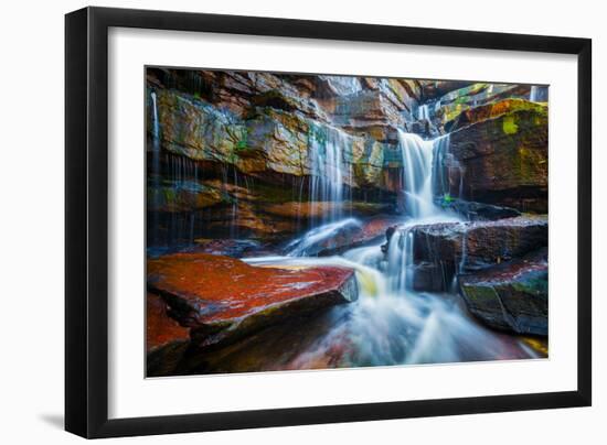 Tropical Waterfall. Popokvil Waterfall, Bokor National Park, Cambodia-f9photos-Framed Photographic Print