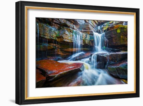 Tropical Waterfall. Popokvil Waterfall, Bokor National Park, Cambodia-f9photos-Framed Photographic Print