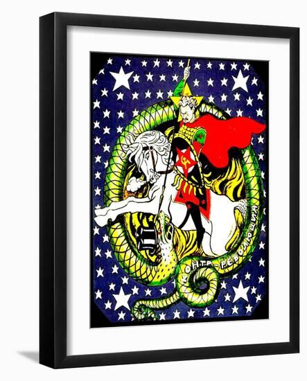 Trotsky Slaying the Counter-Revolutionary Dragon, 1918-null-Framed Giclee Print