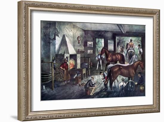 Trotting Cracks at the Forge, 1869-Currier & Ives-Framed Giclee Print