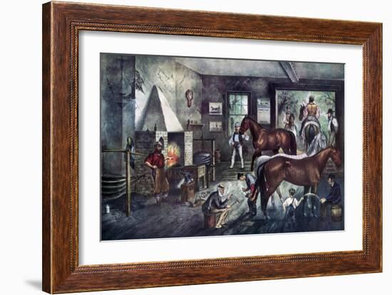 Trotting Cracks at the Forge, 1869-Currier & Ives-Framed Giclee Print