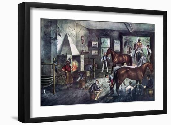 Trotting Cracks at the Forge, 1869-Currier & Ives-Framed Giclee Print