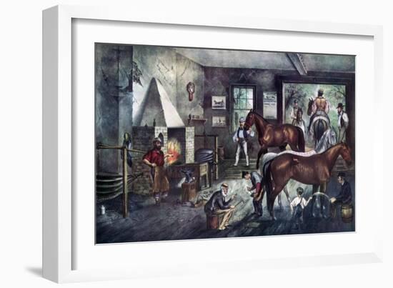 Trotting Cracks at the Forge, 1869-Currier & Ives-Framed Giclee Print