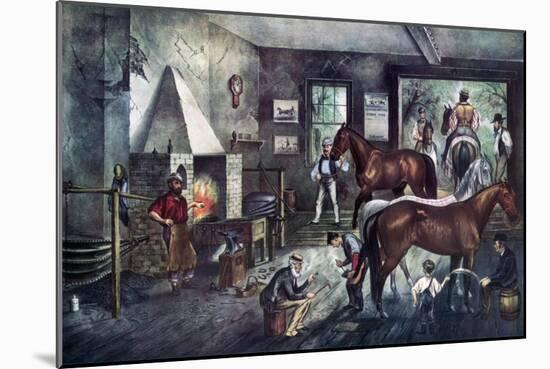 Trotting Cracks at the Forge, 1869-Currier & Ives-Mounted Giclee Print