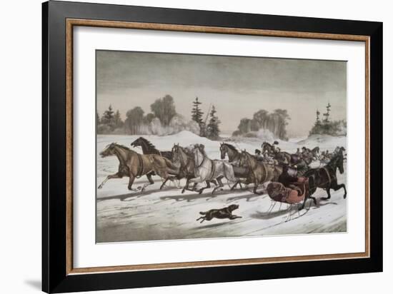 Trotting Cracks in the Snow-Currier & Ives-Framed Giclee Print
