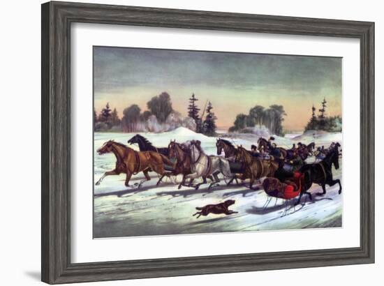 Trotting Cracks on the Snow, 1858-Currier & Ives-Framed Giclee Print