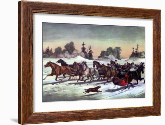 Trotting Cracks on the Snow, 1858-Currier & Ives-Framed Giclee Print