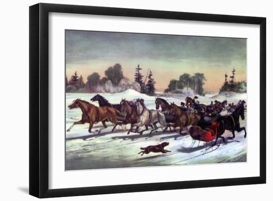 Trotting Cracks on the Snow, 1858-Currier & Ives-Framed Giclee Print