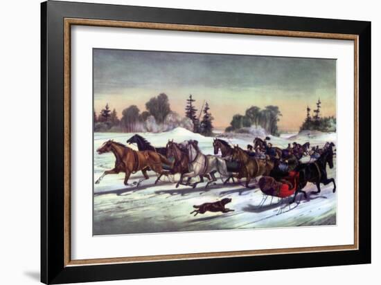 Trotting Cracks on the Snow, 1858-Currier & Ives-Framed Giclee Print