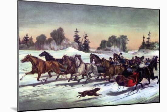 Trotting Cracks on the Snow, 1858-Currier & Ives-Mounted Giclee Print