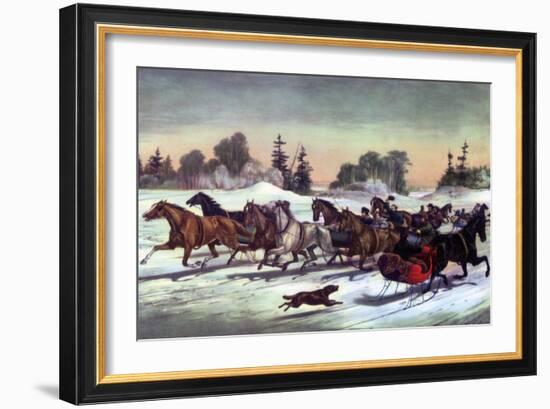 Trotting Cracks on the Snow, 1858-Currier & Ives-Framed Giclee Print