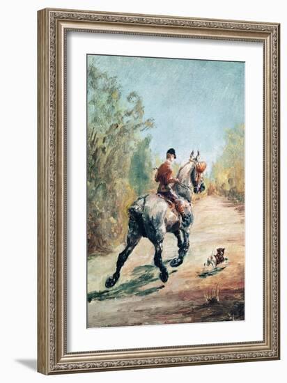 Trotting Horseman with a Little Dog, 1879 (Oil on Canvas)-Henri de Toulouse-Lautrec-Framed Giclee Print